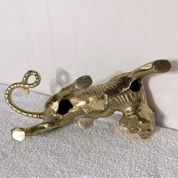 Vintage Gold Tone Jaguar Tiger Statue Figure Sculpture Cat Kitty Decor Art - Picture 3 of 14
